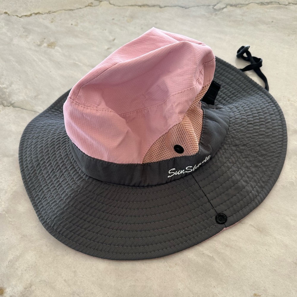 SunShade Pink and Gray Wide Brim Sun Hat